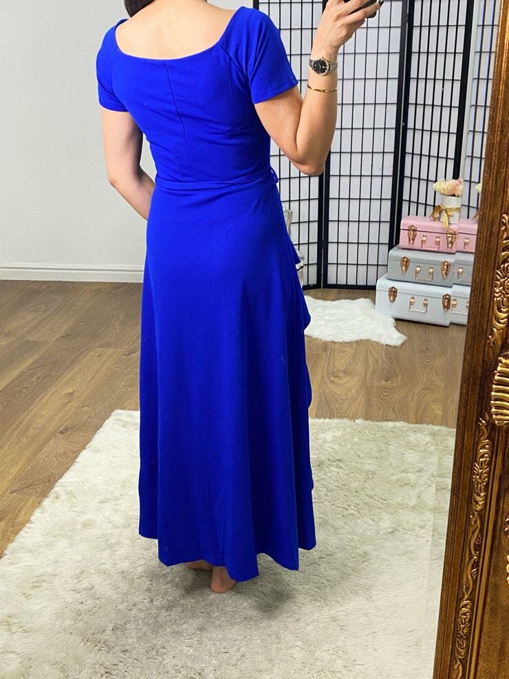 Avery Plain Ruffle Detailed Midi Dress