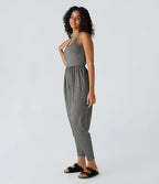 Backless Twisted Harem Casual Plus Size Jumpsuit with Side Pocket-Easy Peezy Edition
