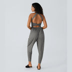 Backless Twisted Harem Casual Plus Size Jumpsuit with Side Pocket-Easy Peezy Edition