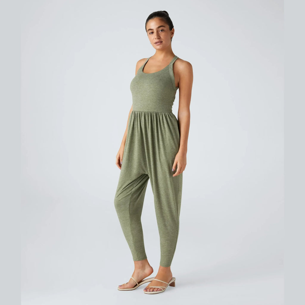 Backless Twisted Harem Casual Plus Size Jumpsuit with Side Pocket-Easy Peezy Edition