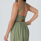 Backless Twisted Harem Casual Plus Size Jumpsuit with Side Pocket-Easy Peezy Edition
