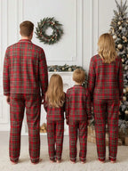Christmas Plaid Family Matching Pajamas Set - Red Plaid Button-down Sleepwear For Men, Women, Kids & Baby, Festive Holiday Pjs