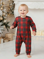 Christmas Plaid Family Matching Pajamas Set - Red Plaid Button-down Sleepwear For Men, Women, Kids & Baby, Festive Holiday Pjs