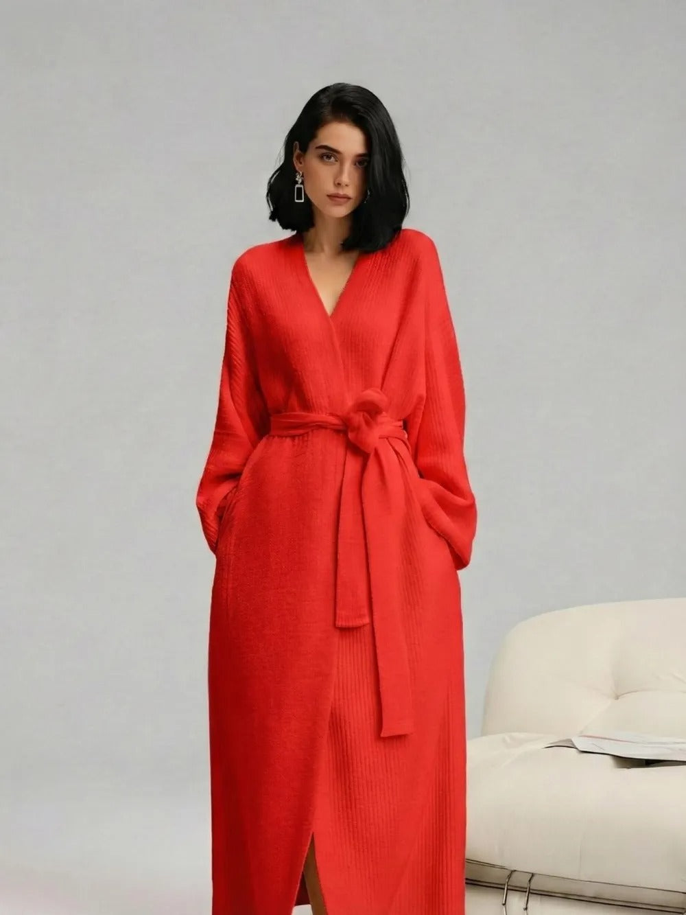 Women's Double-Sided Fleece Robe|Thickened Long Plush Casual Loungewear