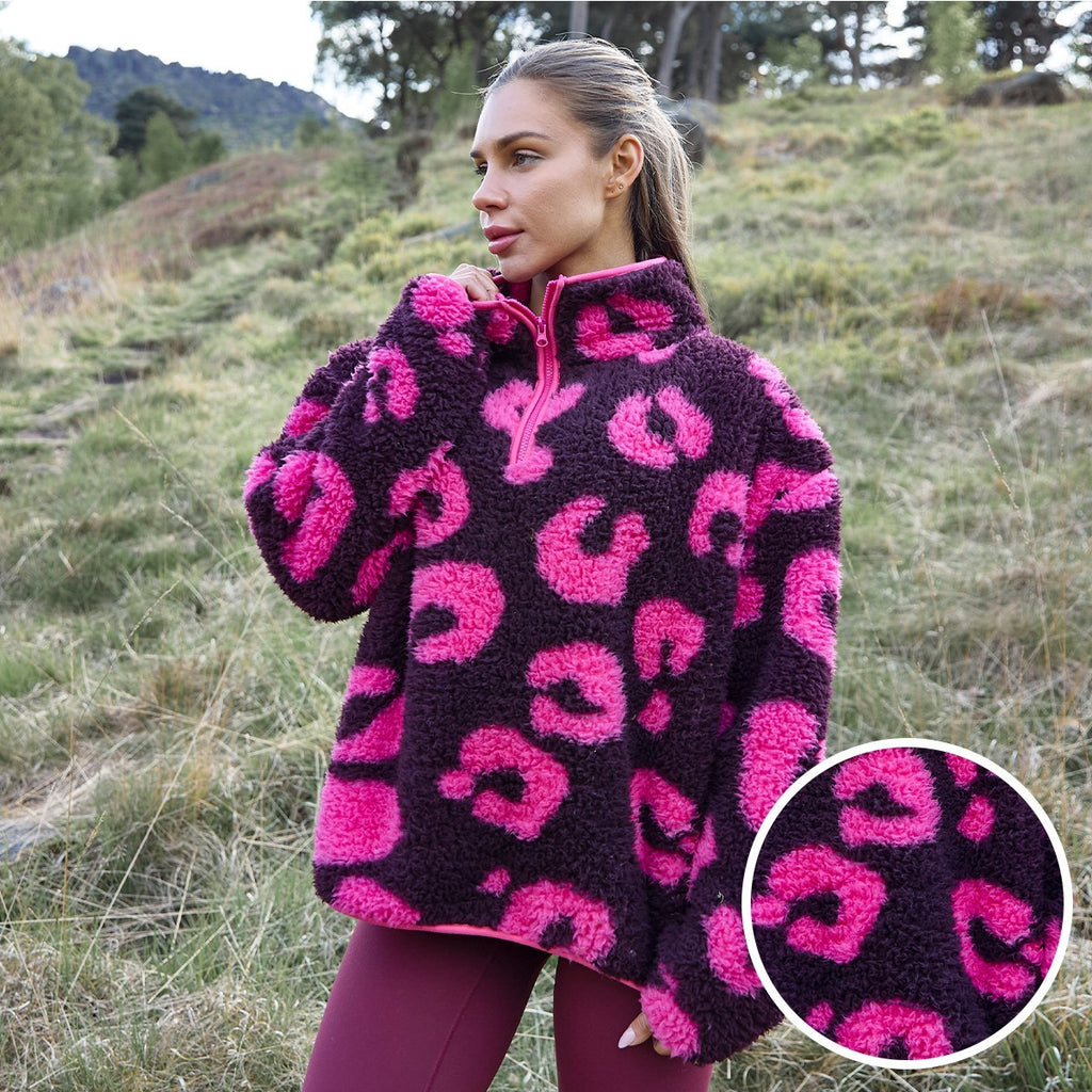 Print Water Resistant Sherpa Cropped Drying Robe