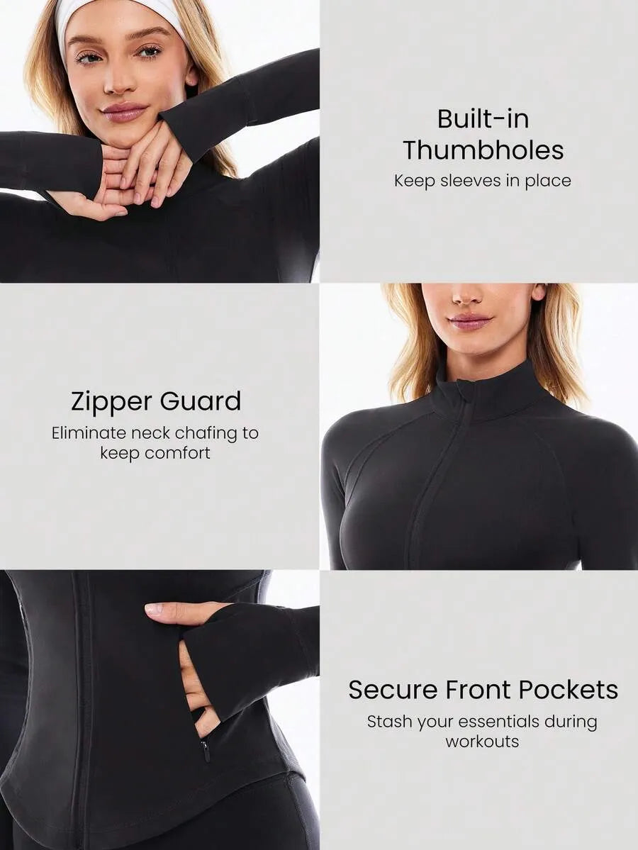 Allrounder Shaping Two-Piece Set, High-Waist Wide-Leg Pants & Zipper Jacket, Breathable Sporty, Long Sleeve, All Seasons, Yoga & Gym Wear