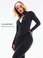 Allrounder Shaping Two-Piece Set, High-Waist Wide-Leg Pants & Zipper Jacket, Breathable Sporty, Long Sleeve, All Seasons, Yoga & Gym Wear