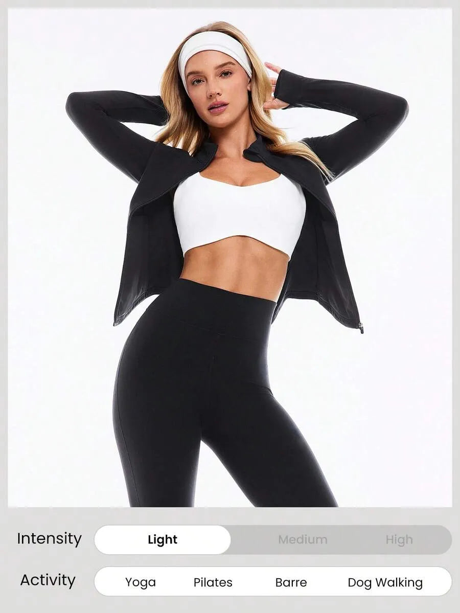 Allrounder Shaping Two-Piece Set, High-Waist Wide-Leg Pants & Zipper Jacket, Breathable Sporty, Long Sleeve, All Seasons, Yoga & Gym Wear