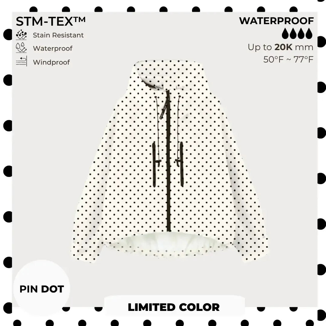 Short Oversized Rain Jacket With Bubble Hem,Loose Fit