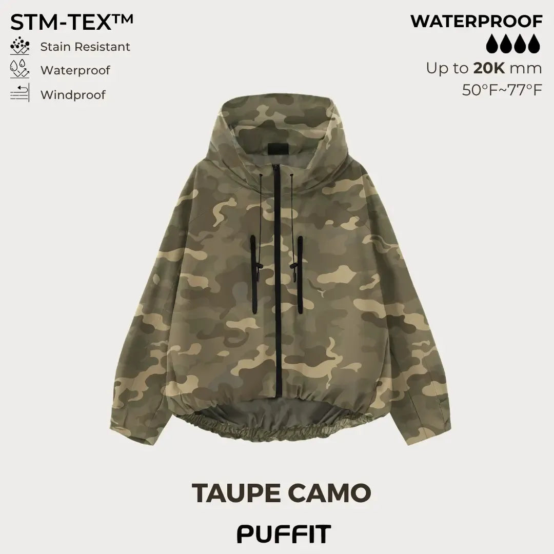 Short Oversized Rain Jacket With Bubble Hem,Loose Fit