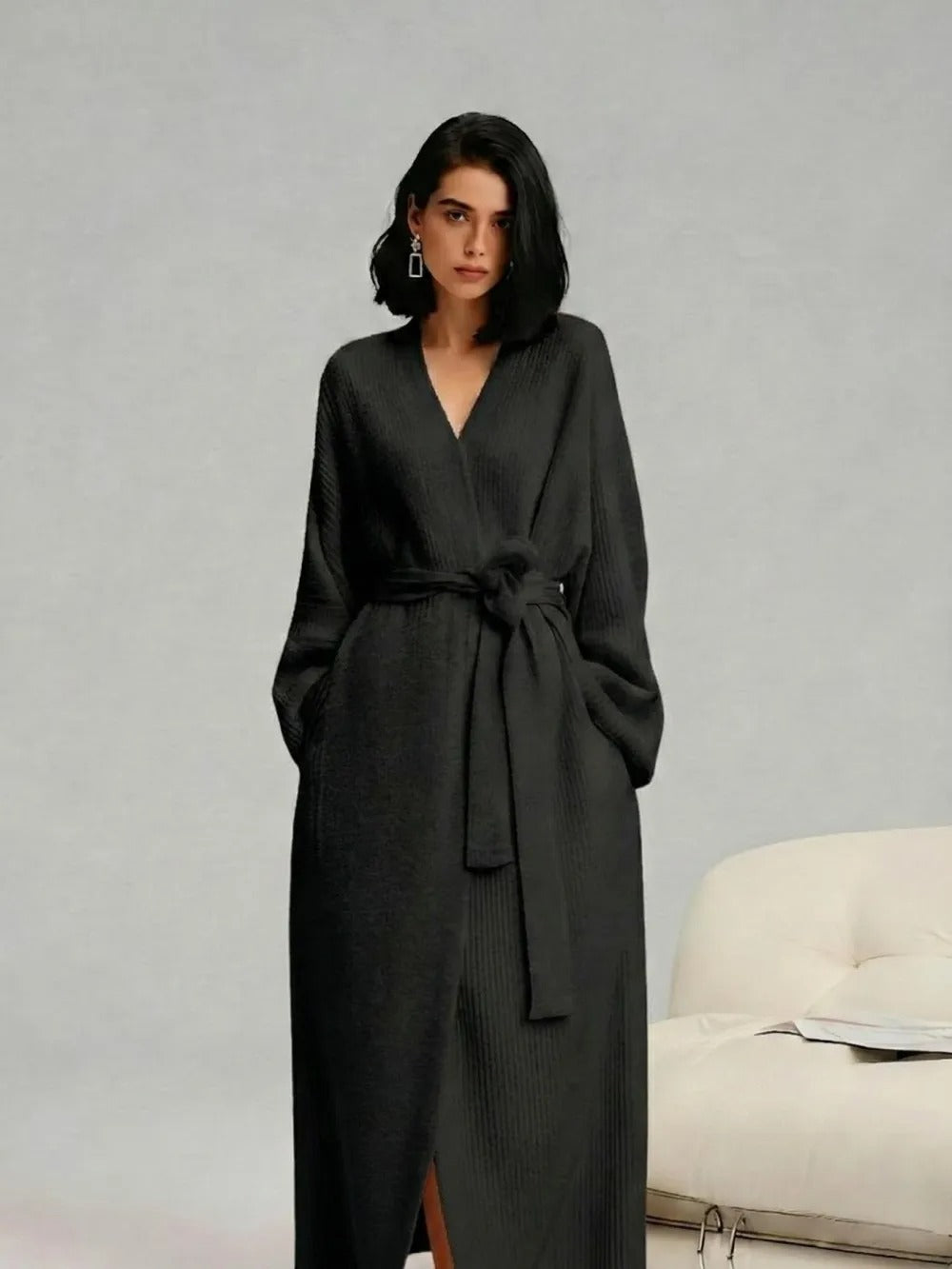Women's Double-Sided Fleece Robe|Thickened Long Plush Casual Loungewear