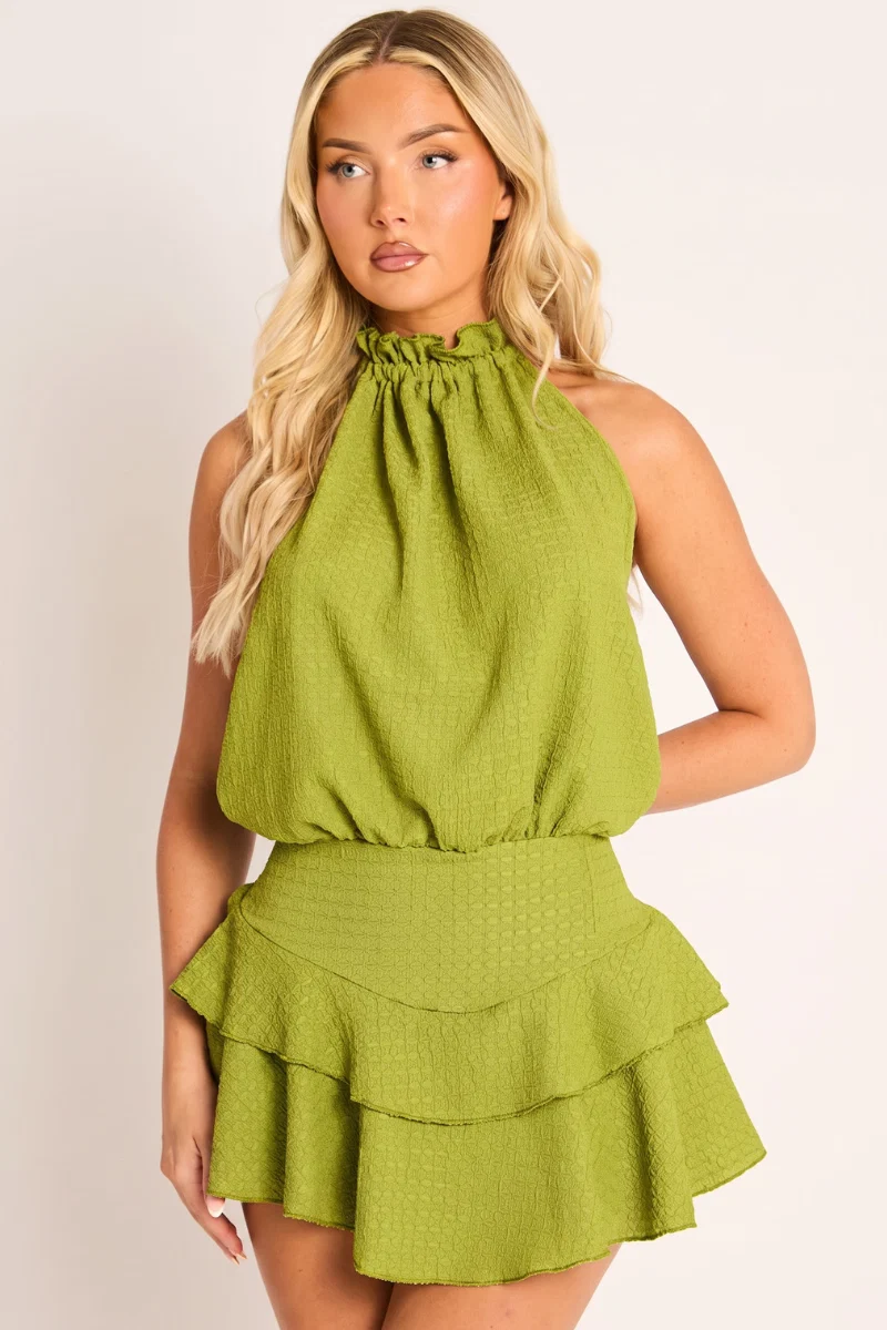 Bernice Womenswear Rebellious Fashion Textured Flippy Playsuit