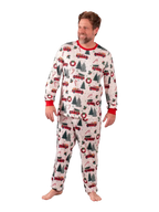 Superb white pajamas with Christmas trees red trucks motifs for all the family