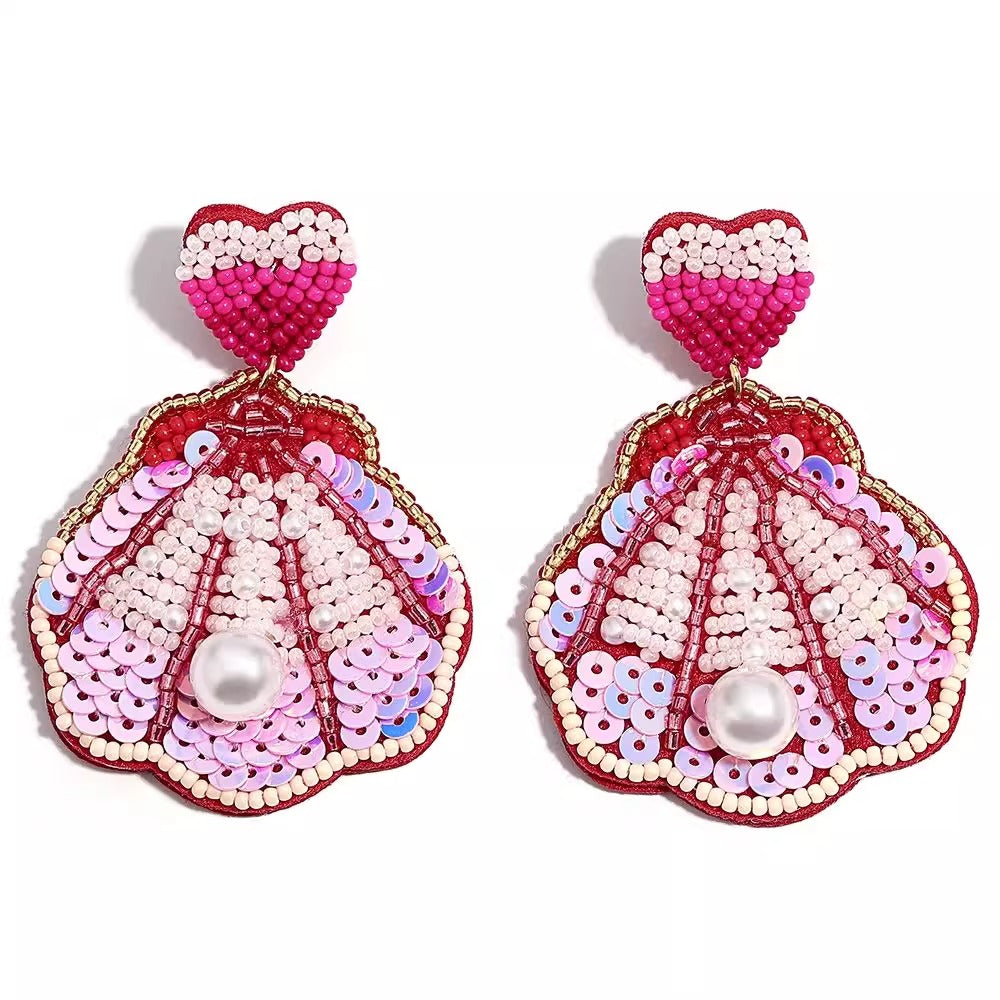 Ocean Beach Shell Exquisite Sequin Earrings