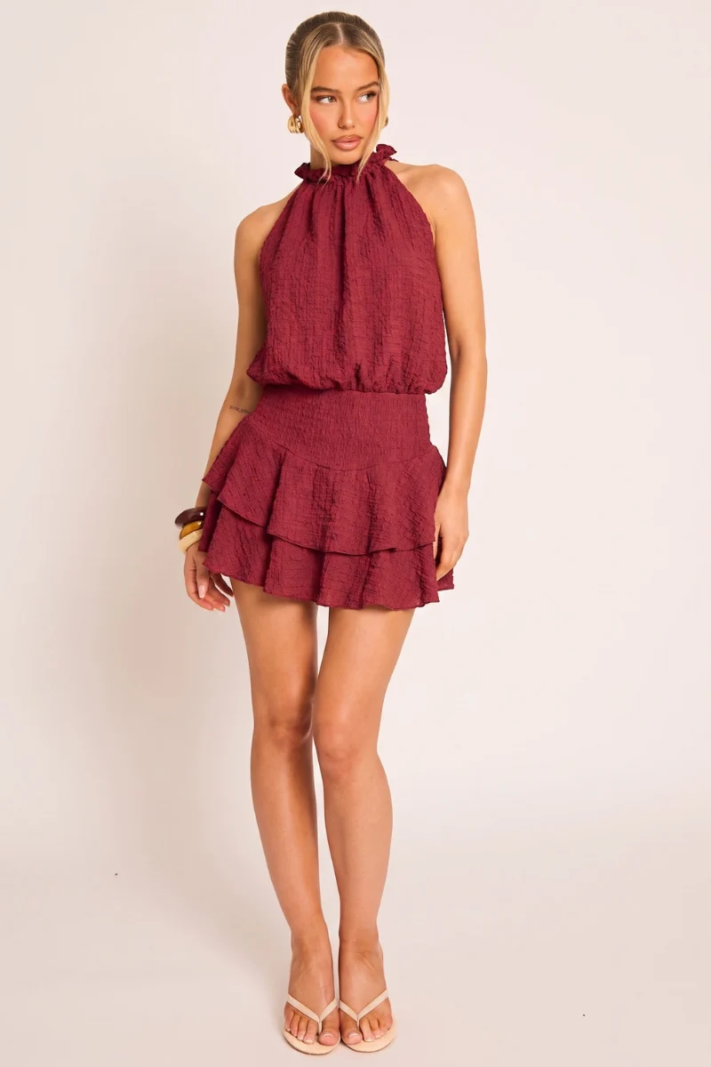 Bernice Womenswear Rebellious Fashion Textured Flippy Playsuit