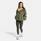 Print Water Resistant Sherpa Cropped Drying Robe