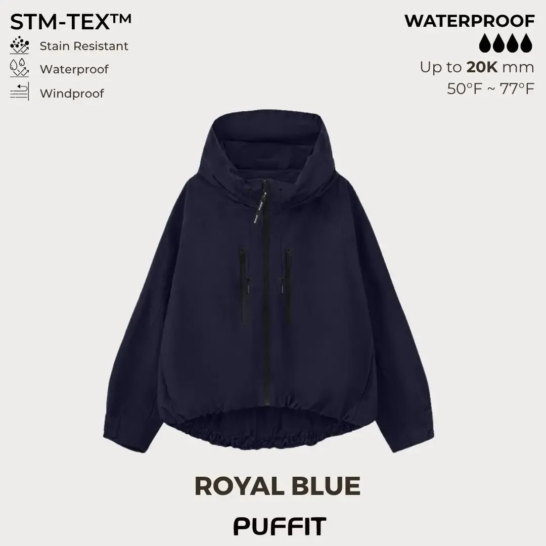 Short Oversized Rain Jacket With Bubble Hem,Loose Fit