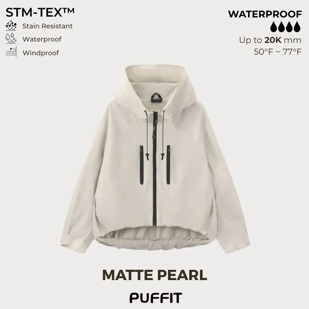 Short Oversized Rain Jacket With Bubble Hem,Loose Fit