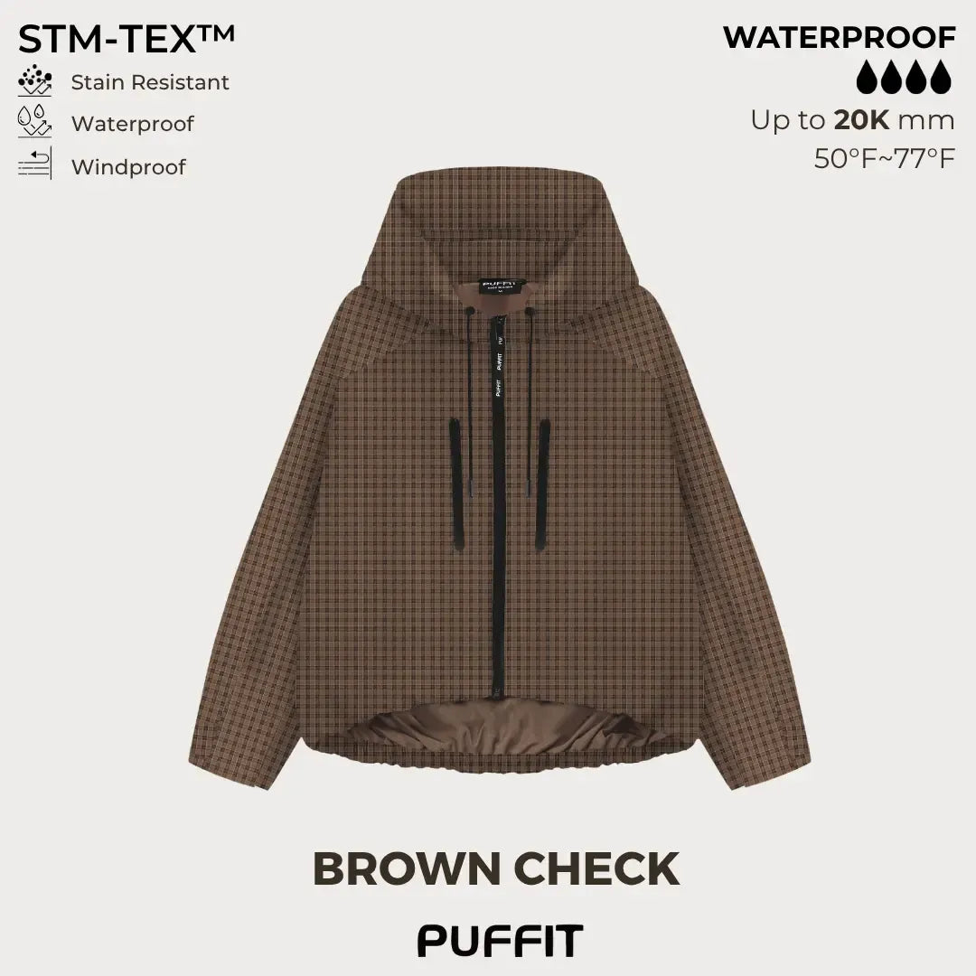 Short Oversized Rain Jacket With Bubble Hem,Loose Fit