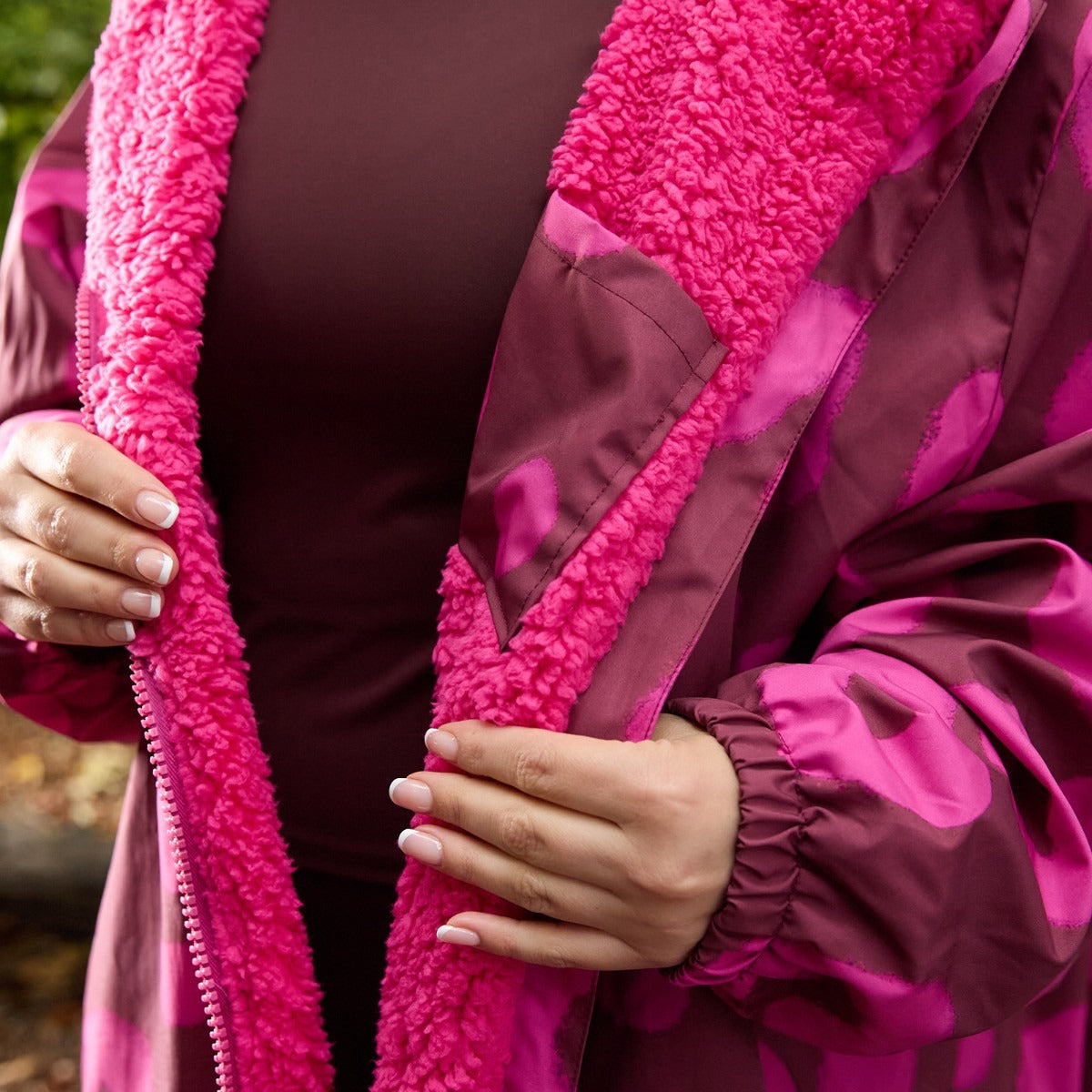 Drying Robe Water Resistant Wind Resistant Changing Soft Sherpa Fleece Lined Oversized Hooded Long Sleeve Coat Jacket