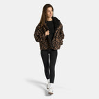 Print Water Resistant Sherpa Cropped Drying Robe