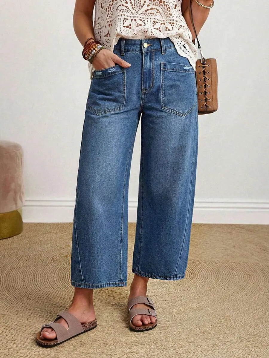 Women's Solid Color Casual Everyday Denim Jeans Wide Leg Jeans Women Baggy Jeans Loose Jeans Women Jeans Baggy Khaki Jeans,New Autumn Arrivals