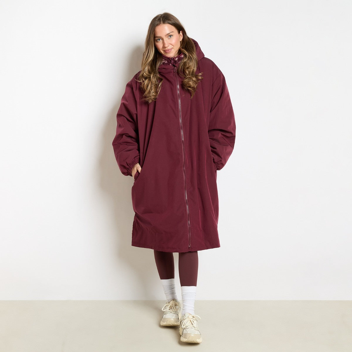 Drying Robe Water Resistant Wind Resistant Changing Soft Sherpa Fleece Lined Oversized Hooded Long Sleeve Coat Jacket