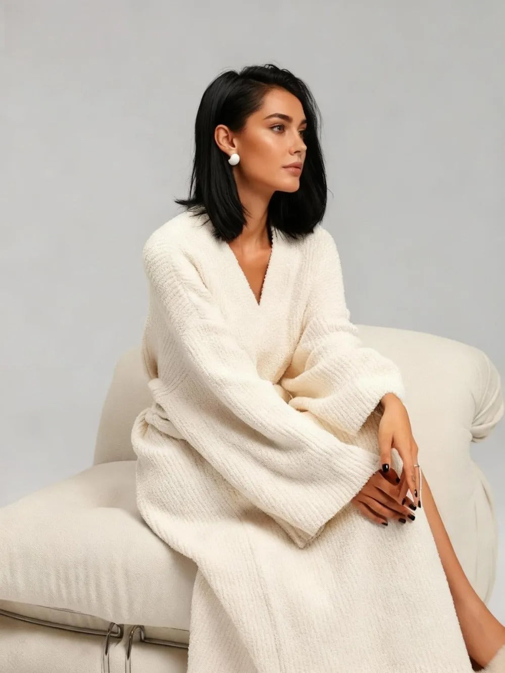 Women's Double-Sided Fleece Robe|Thickened Long Plush Casual Loungewear