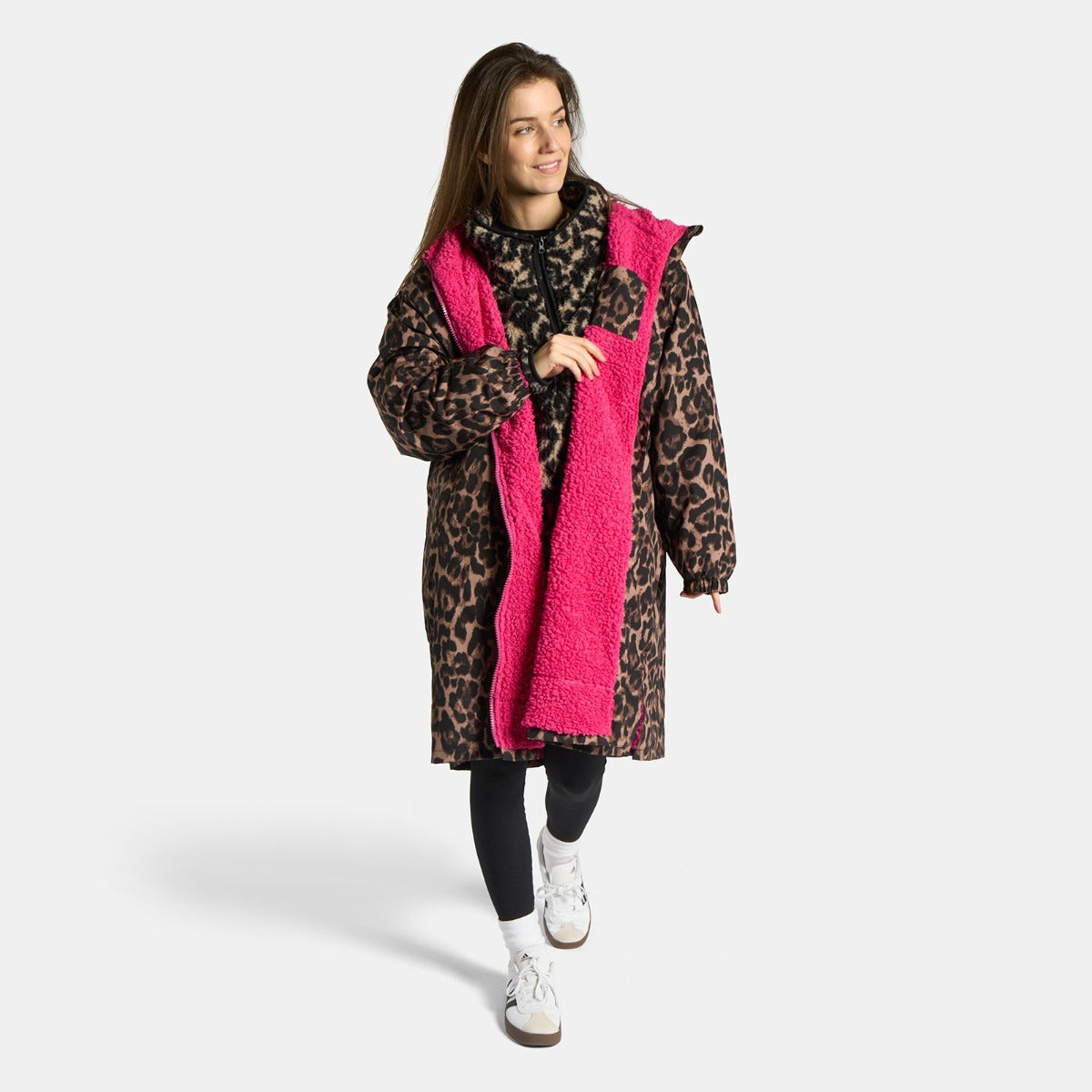 Drying Robe Water Resistant Wind Resistant Changing Soft Sherpa Fleece Lined Oversized Hooded Long Sleeve Coat Jacket