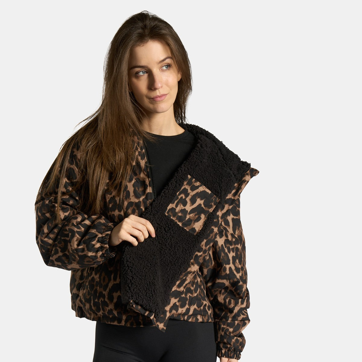 Print Water Resistant Sherpa Cropped Drying Robe