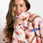 Print Water Resistant Sherpa Cropped Drying Robe