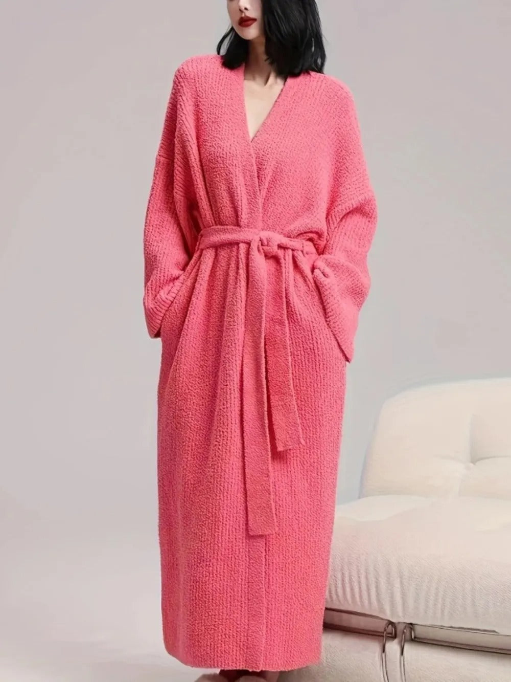 Women's Double-Sided Fleece Robe|Thickened Long Plush Casual Loungewear