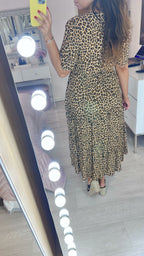 Irenna Leopard Print Tiered Hem Smock Dress