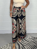 Printed satin track pants