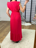 Kenzill Plain V Neck Frill Hem Maxi Dress