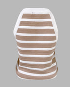 Striped Halter Sleeveless Tank Causal Golden Button Decor Breathable Knit Top