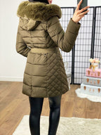 Larsa Khaki Faux Fur Hooded Coat