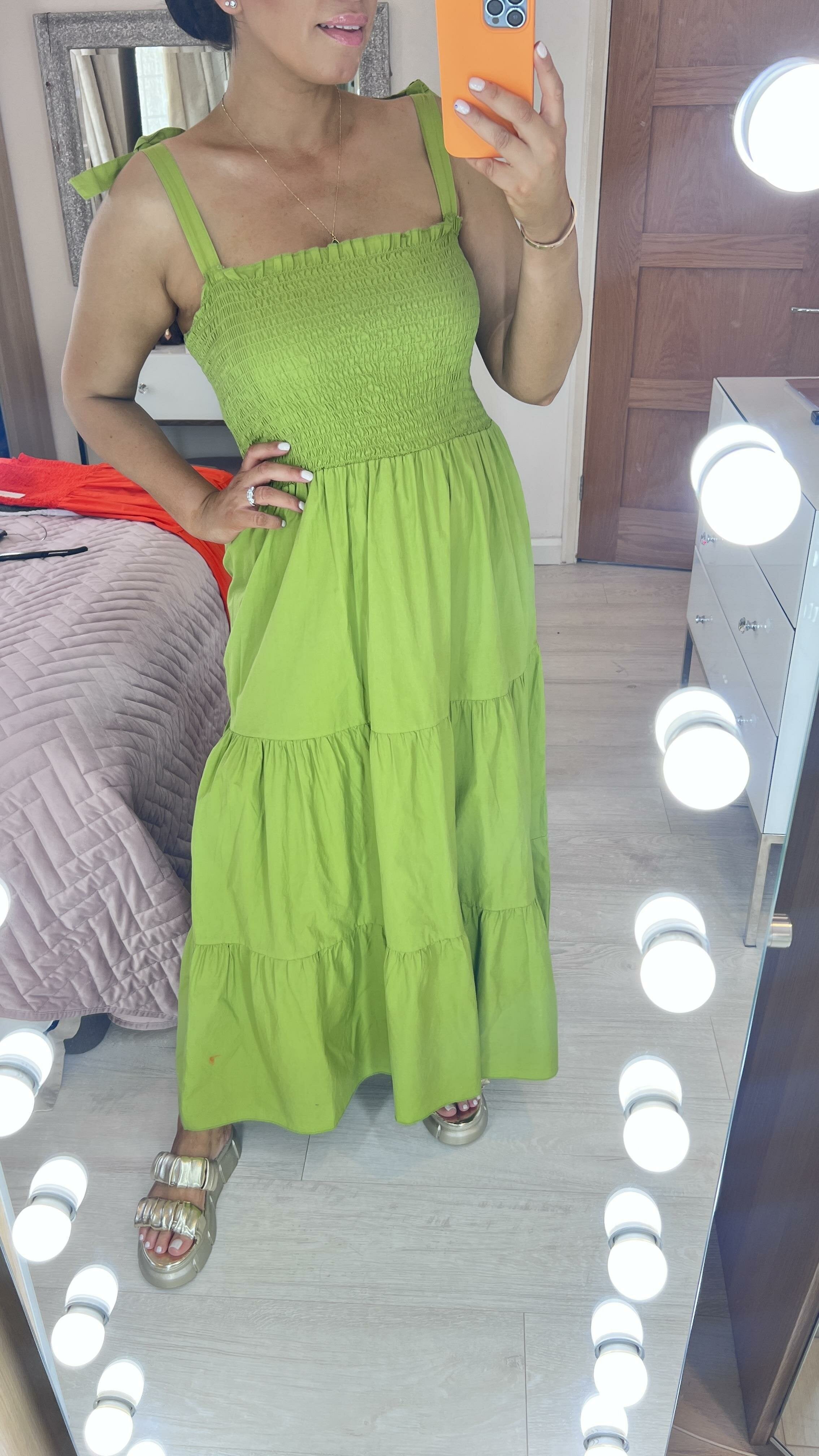 Leonardo Plain Shirred Tiered Hem Maxi Dress
