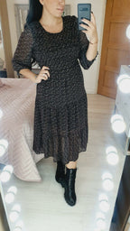 Marlie Heart Print Elasticated Tiered Midi Dress