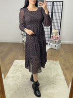Marlie Heart Print Elasticated Tiered Midi Dress
