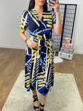 Meghan Abstract Print Wrap Effect Dress