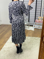 Melodie Velvet Leopard Print Ruffle Detailed Dress