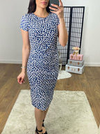 Naomina Blue Textured Shift Dress