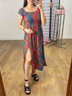 Octarna Graphic Print Split Front Dress
