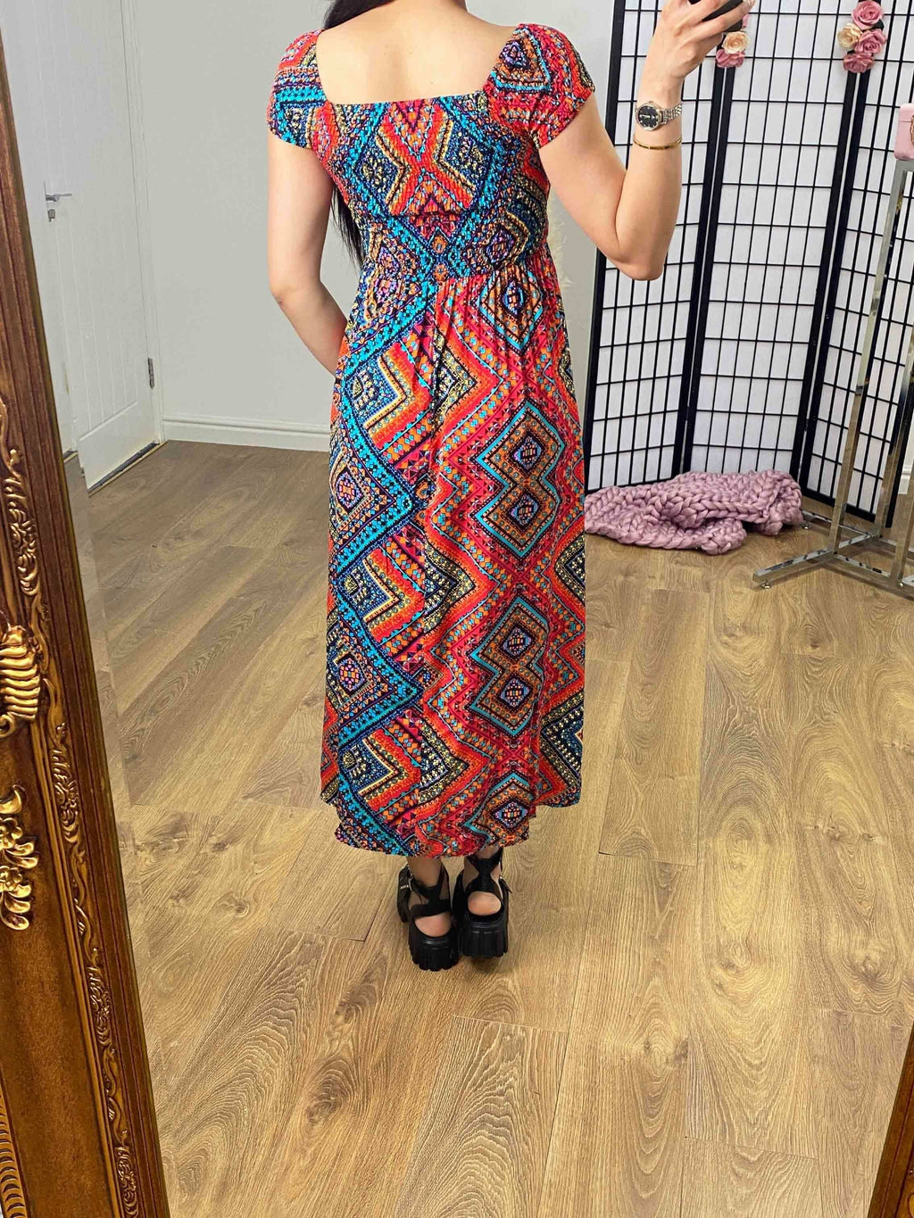 Octarna Graphic Print Split Front Dress