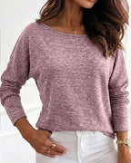 Women's Convertible Shoulder Batwing Sleeve Top Long Sleeve Loose Fit Casual Knit Tee