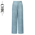 High-Waisted Light Wash Wide-Leg Denim Pants