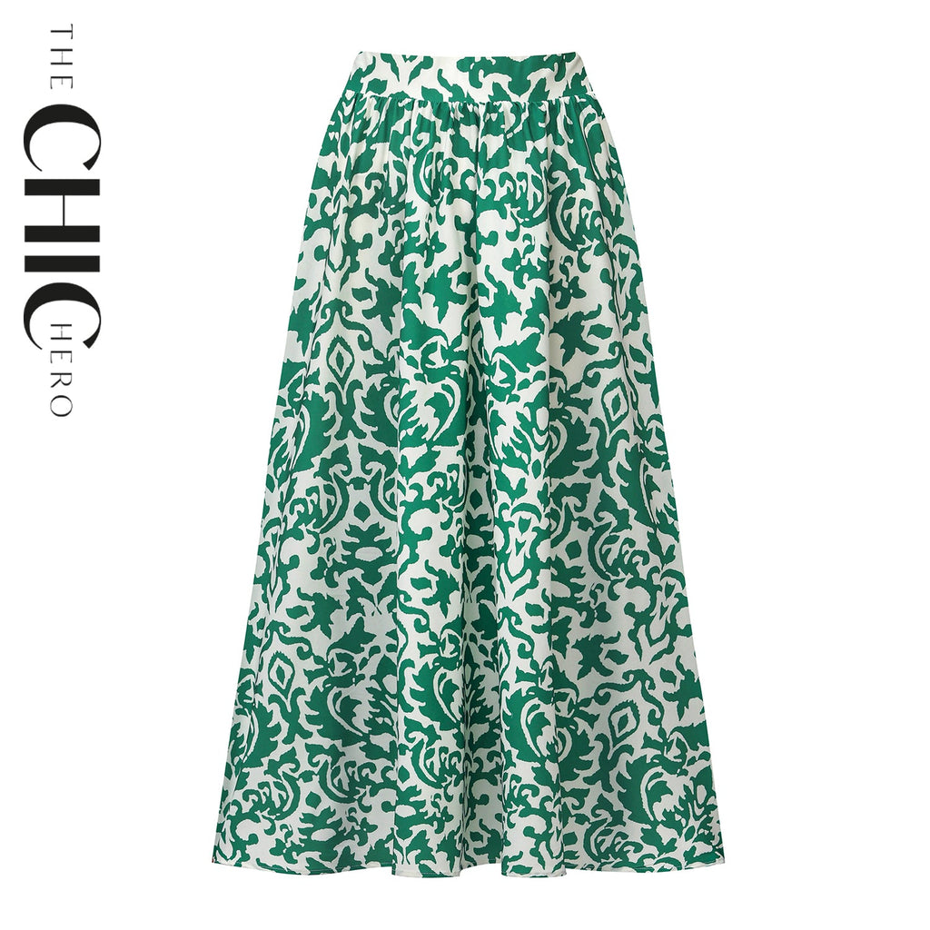 Green Boho Breeze Floral Palazzo Skirts