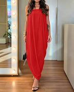 Women's Faux Two-Piece Dress Strapless Tube Dress Ruched Asymmetric Hem Dress with Detachable Clear Straps