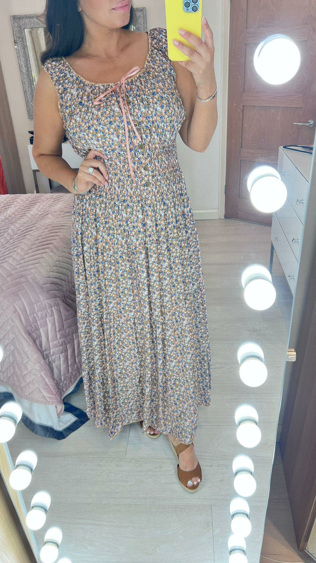 Ramira Elasticated Floral Print Maxi Dress